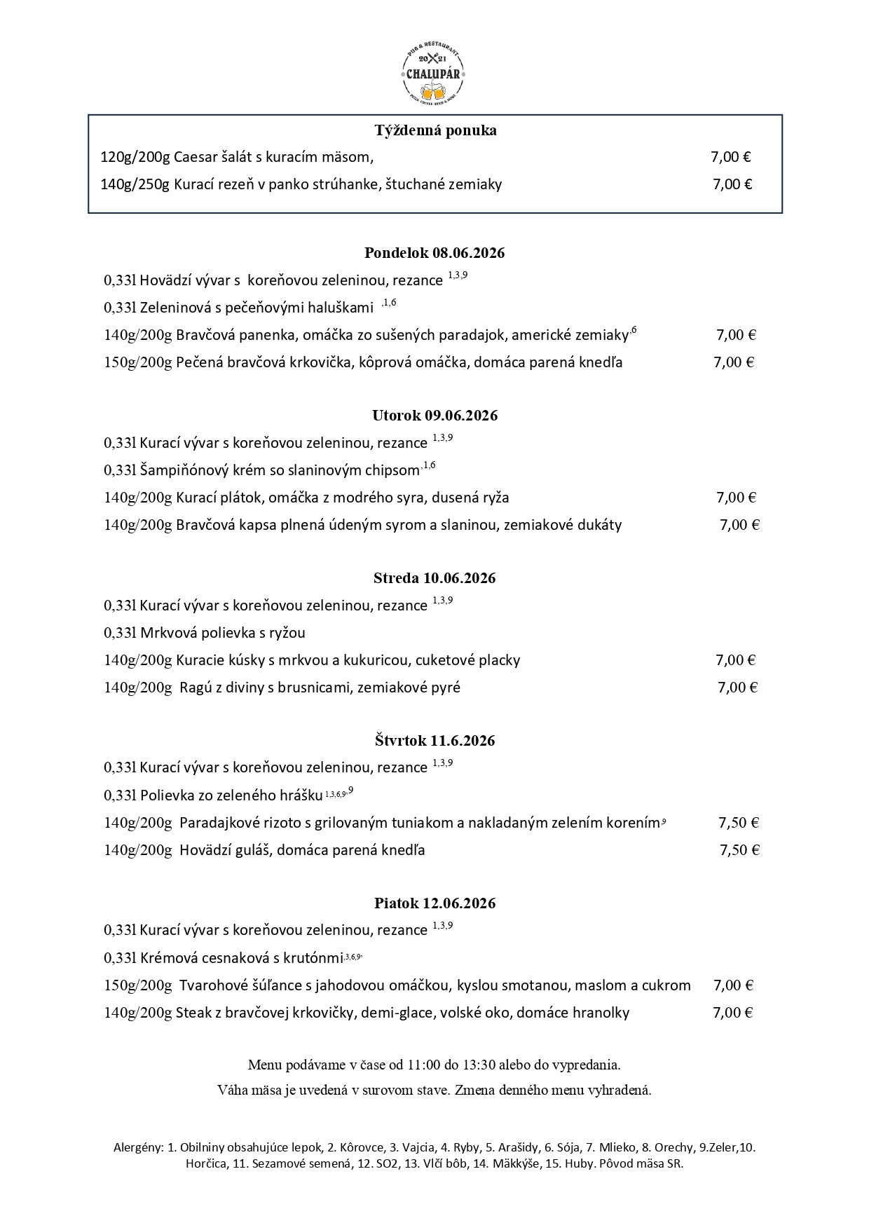 denné menu
