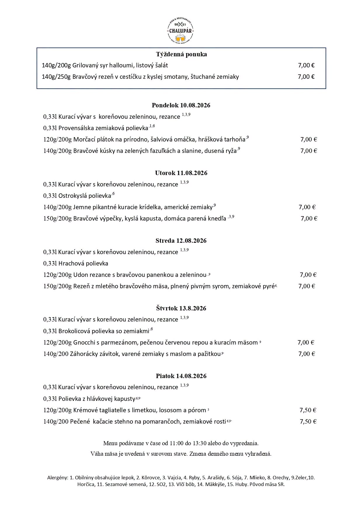 denné menu