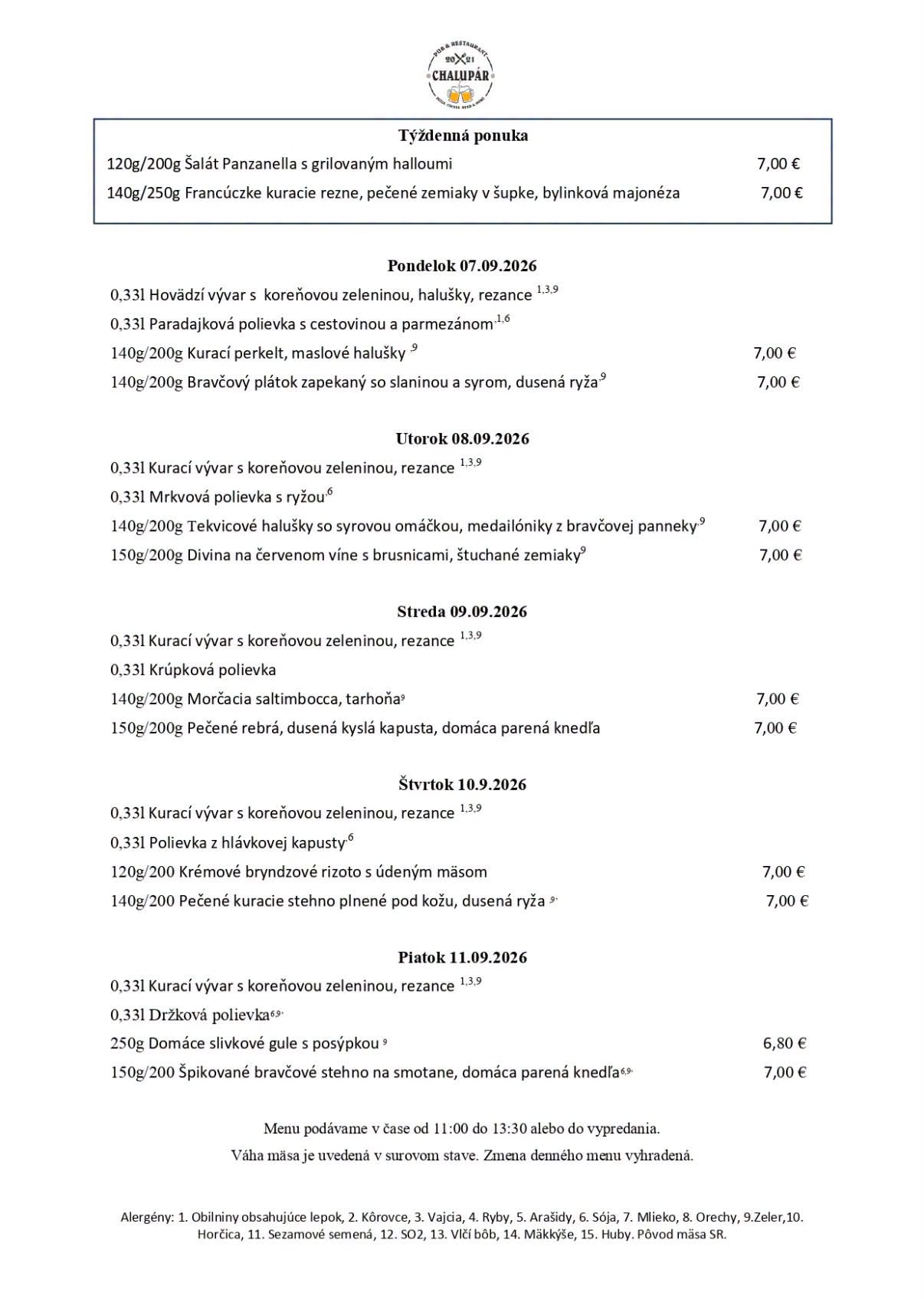 denné menu