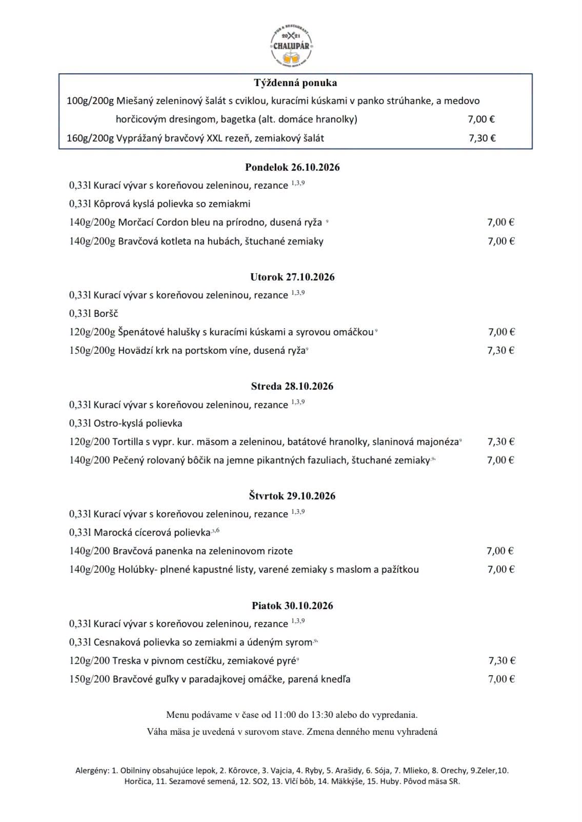 denné menu